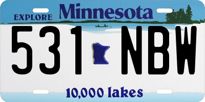 MN license plate 531NBW