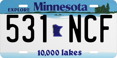 MN license plate 531NCF