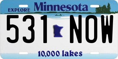 MN license plate 531NOW