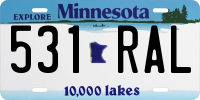 MN license plate 531RAL