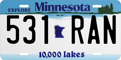 MN license plate 531RAN