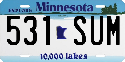 MN license plate 531SUM