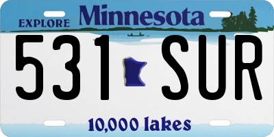 MN license plate 531SUR