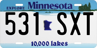 MN license plate 531SXT