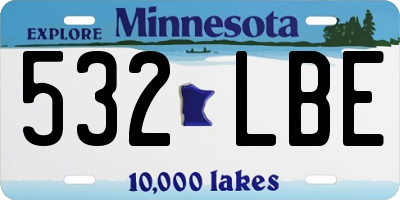 MN license plate 532LBE