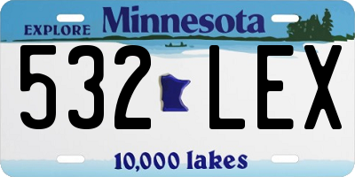 MN license plate 532LEX