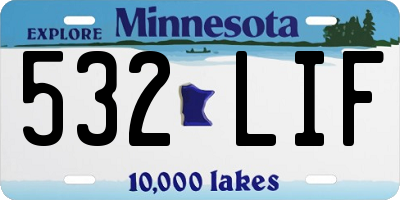 MN license plate 532LIF