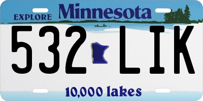MN license plate 532LIK