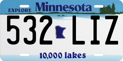 MN license plate 532LIZ