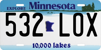 MN license plate 532LOX