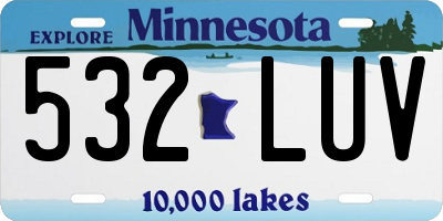 MN license plate 532LUV