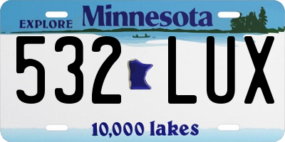 MN license plate 532LUX