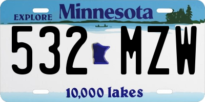 MN license plate 532MZW
