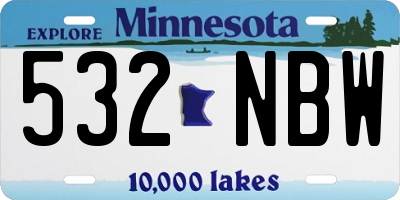 MN license plate 532NBW