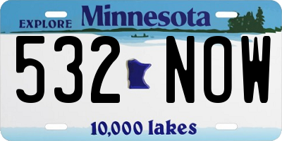 MN license plate 532NOW