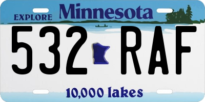 MN license plate 532RAF