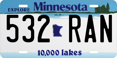 MN license plate 532RAN