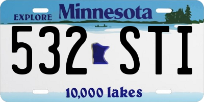 MN license plate 532STI