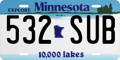 MN license plate 532SUB