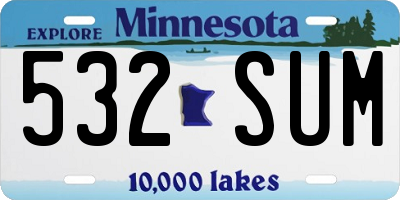 MN license plate 532SUM