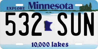MN license plate 532SUN