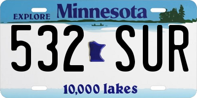 MN license plate 532SUR