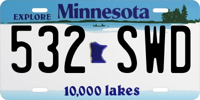 MN license plate 532SWD