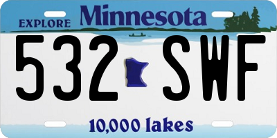 MN license plate 532SWF