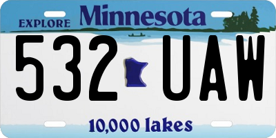 MN license plate 532UAW