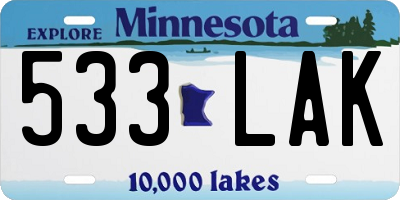 MN license plate 533LAK