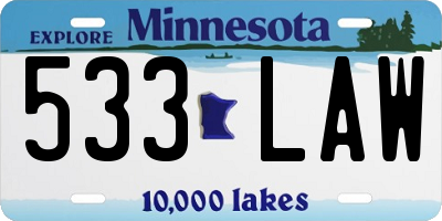 MN license plate 533LAW