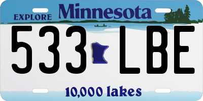 MN license plate 533LBE