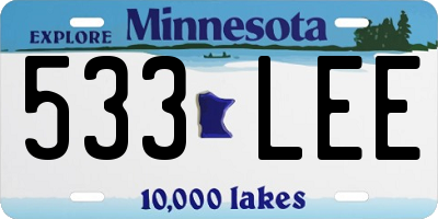 MN license plate 533LEE