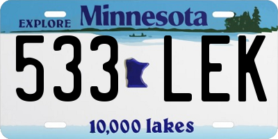 MN license plate 533LEK