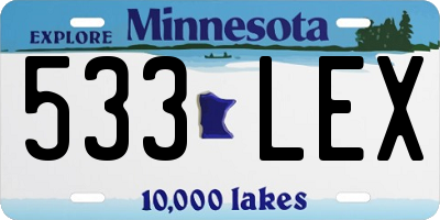 MN license plate 533LEX