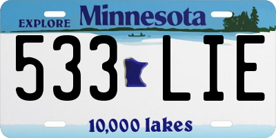 MN license plate 533LIE