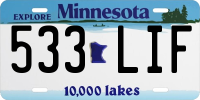 MN license plate 533LIF