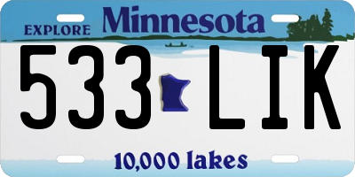MN license plate 533LIK