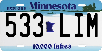 MN license plate 533LIM