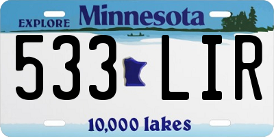 MN license plate 533LIR