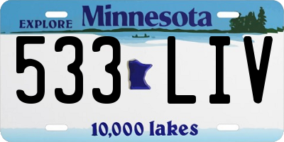 MN license plate 533LIV