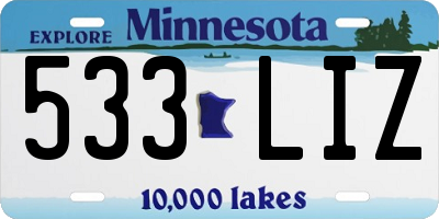 MN license plate 533LIZ