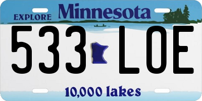 MN license plate 533LOE