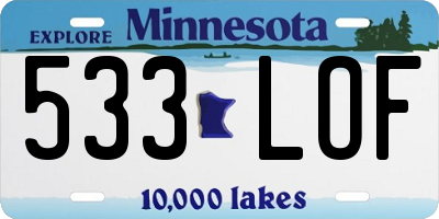 MN license plate 533LOF