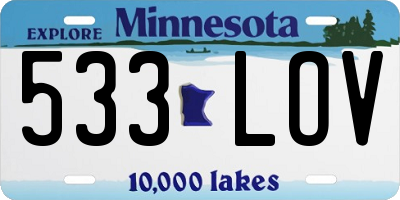 MN license plate 533LOV