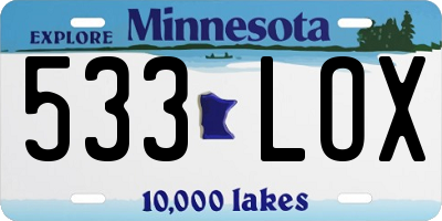MN license plate 533LOX