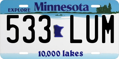MN license plate 533LUM