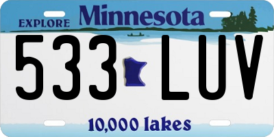 MN license plate 533LUV