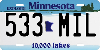 MN license plate 533MIL