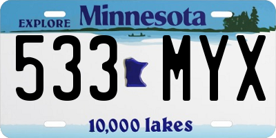MN license plate 533MYX